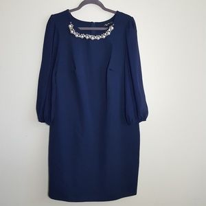 NWOT Navy Blue Faux Pearl Collar Dress